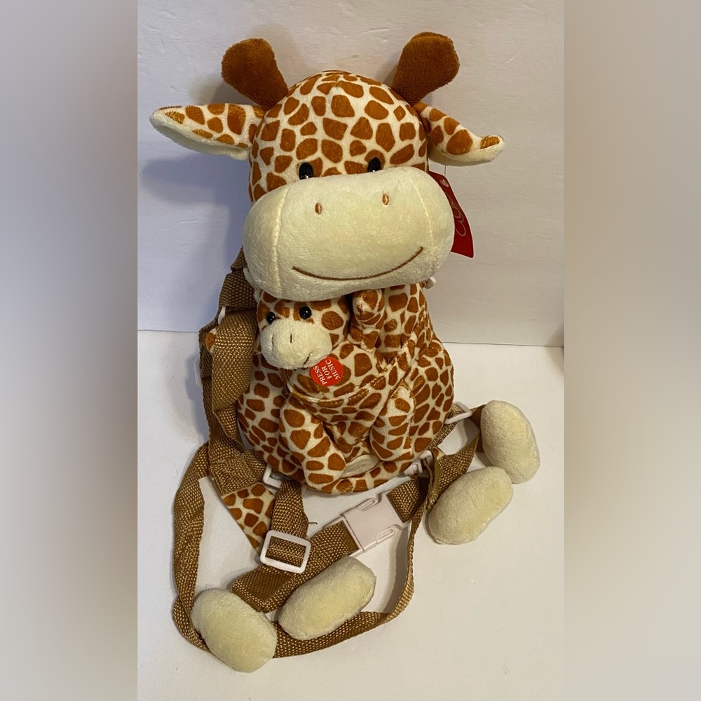 giraffe &Baby Plush With Music Stuffed Animal Toddler  Harness Safety Leash